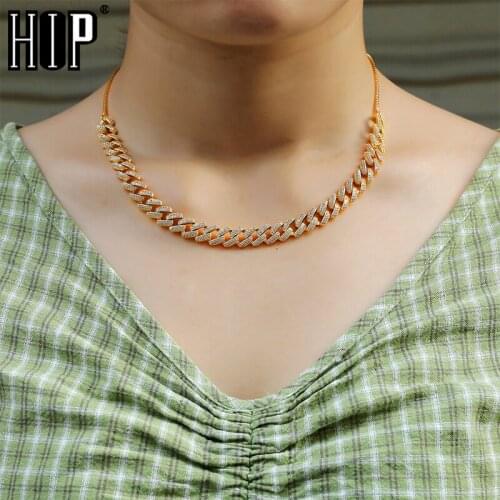 Hip Hop Iced Out CZ Full Miami Curb Cuban Chain Necklaces For Men Women Charm Choker Jewelry