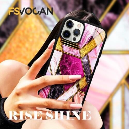 Marble Stone Art Design For iPhone 11 12 Pro Max 7 8 Plus X XR XS Geometric Granite Splice Rock Pattern Glitter Phone Case Cover