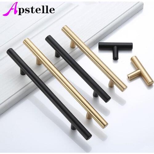 Black Golden Cupboard Handle Brushed Stainless Steel Kitchen Cabinet Door Knob Furniture Drawer Pull Hardware Pulls Bar Handle