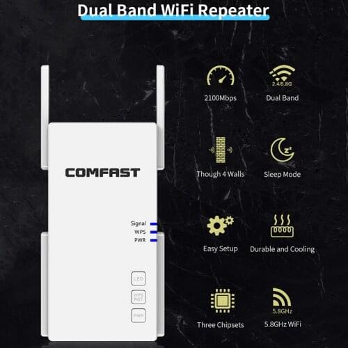 Comfast AC2100 Smart Gigabit Wireless Wifi Router Wi-fi Repeater 5G Full Coverage Wi fi Extender With 4 High Gain Antennas Wider