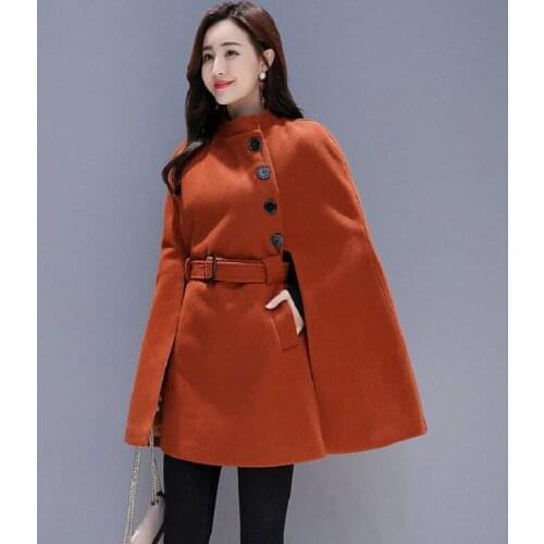 Spring/autumn women coats wool and blend jackets hepburn style capes fashion outerwear overcoats