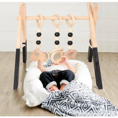 1Set Nordic Cartoon Baby Toys Wooden Gym Fitness Frame Rack With Hanging Pendant Teethers Toddler Infant Room Decor Wholesale