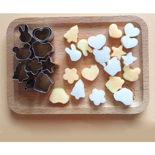 DIY 10PCS Mini Stainless Steel Fruit Cookie Biscuit Ham Cutter Mold Hedgehog Box