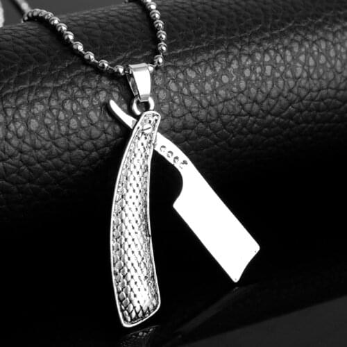 Dongsheng Fashion Hip Hop Barber Straight Razor Necklace Barber Salon Shaver Wet Shaving Folding Cut Throat Knife Necklace -30