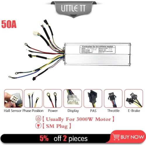 Electric Bike Controller 72V 3000W 50A 18Mosfet Square Wave Controller with KT LCD3 LCD5 LCD8H Display Panel Ebike Accessories