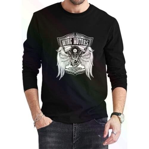Wing Motors Motorcycles - Mens Motorbike Logo Classic Black T-Shirt 2021 Newest Summer Mens Long Sleeve Popular Tees Shirt Tops