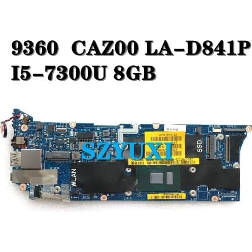 For DELL XPS 13 9360 Laptop motherboard CAZ00 LA-D841P 079TCG 79TCG I5-7300U 8GB RAM mainboard