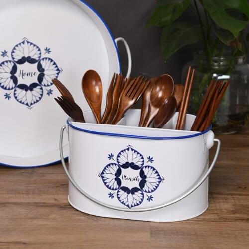 4 Grids Kitchen Utensil Container Storage Bins Metal Buckets for Pot Spoon Chopsticks Holder Spoon Pot Clip Box Tableware Tools