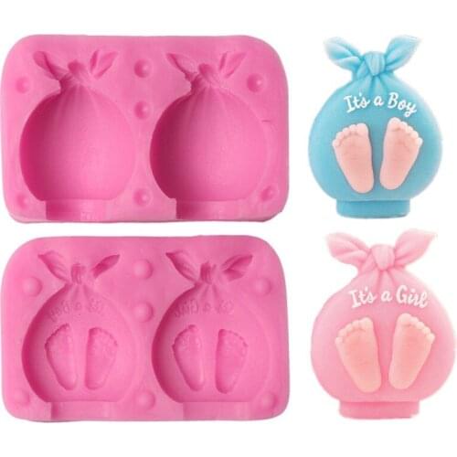 Cute Baby Feet Silicone Fondant Cake Mold DIY Candle Aromatherapy Molds Chocolate Candy Baking Mould Kids Birthday Party Decor