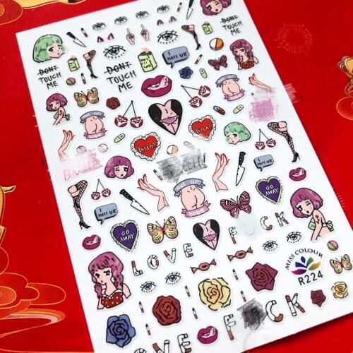 Cartoon sexy lady woman cat 3D Back glue Nail decal Nail sticker Nail decoration Nail art Nail tool Nail ornament