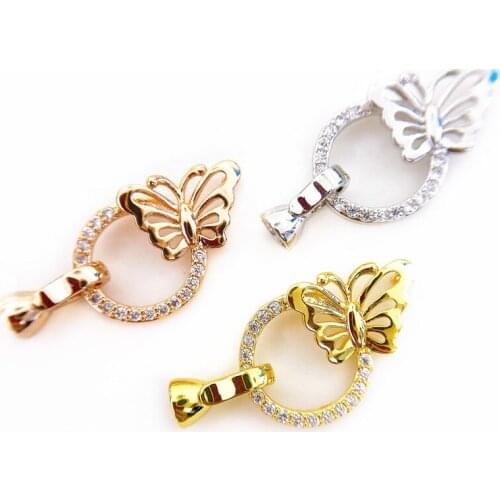 Wholesale DIY Natural Stones Beads Jewelry Making Accessories Silver/Gold/Rose Gold Metal Connector Clasps Findings