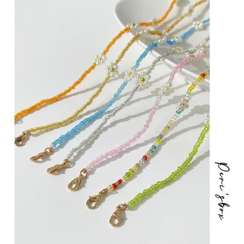 PerisBox Handmade Boho Candy Color Seed Bead Daisy Necklace Colorful Acrylic Bead Flower Choker For Women Summer Beach Jewelry