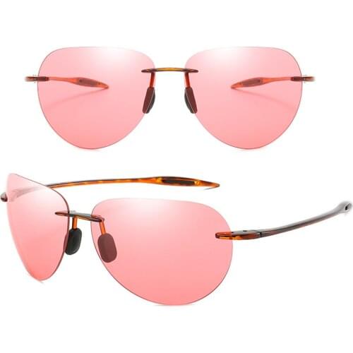 Pilot Retro Rimless Polarized Mirror Sunglasses Women Men High Quality Rimless Ultralight Anti UV Driving Fishing