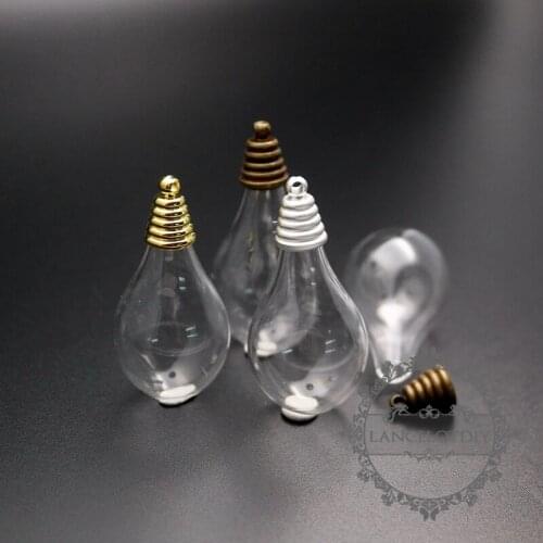 20x30mm vintage brass silver,gold,bronze bail glass vial pendant wish bottle bulb charm DIY findings 1800259