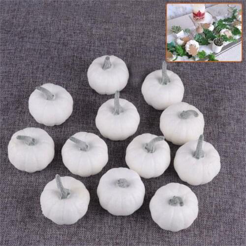 DIY 12pcs White Foam Artificial Simulation Pumpkin Decor Ornament For Halloween Party Thanksgiving Home