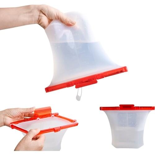 Lock Leakproof Standing Silicone Bag Containers Sandwiches Liquid Snack Fruit Reusable Silicone Food Storage Bag
