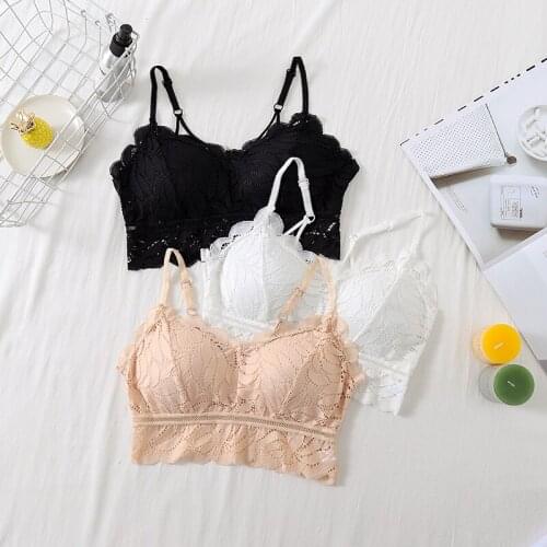 Bras for womens lace sexy together against wardrobe malfunction in thoracic render with padding back strap belt fashion black