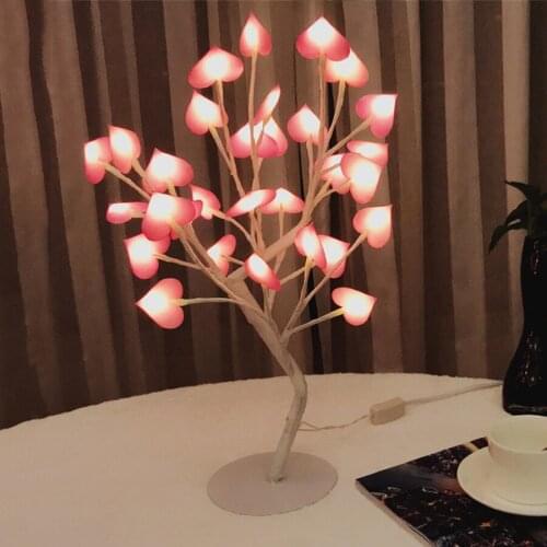 Peach Heart Love LED String Light Christmas Fairy Light DIY Birch Tabletop Tree Light Garland for Bedroom Wedding Party Decor