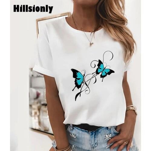 Oversized Butterfly Short Sleeve T Shirt Woman 2021 Ropa Mujer Plus Size Summer Clothes For Women Casaul Tops O Neck T-shirts