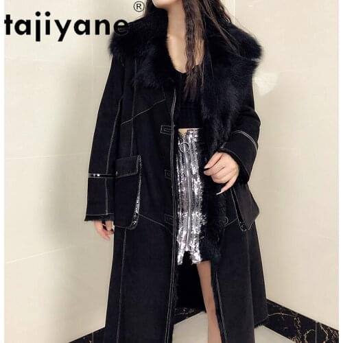 Tajiyane Coats and Jackets Women Winter 2020 Natural Goat Skin Jacket Woman Real Goat Sheep Fur Long Clothes Mujer Parkas TN921