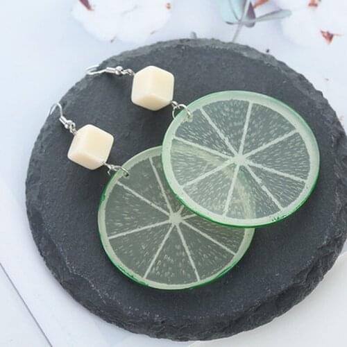 Summer Style Fresh Lemon Dangle Earrings For Women 2021 Korean Plant Resin Exaggerated Dangle Earrings Jewelry Earrings Earings