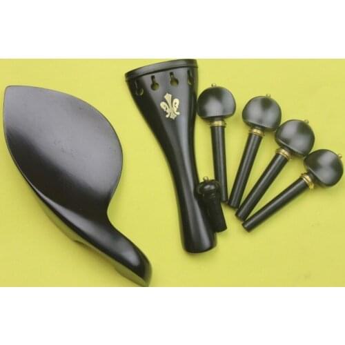 1 set ebony violin parts 4/4 full size Inlaid copper flower, violin accessories