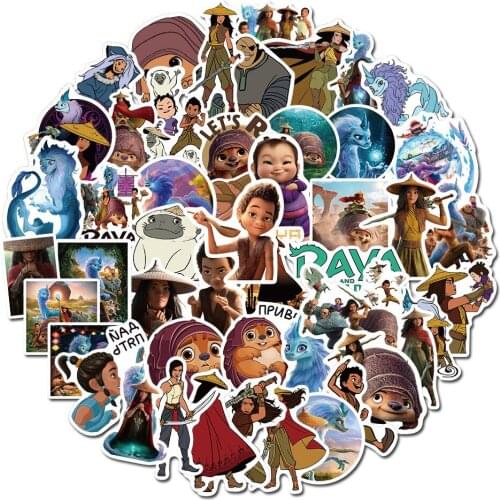 10/50pcs Disney Movie Raya and The Last Dragon Stickers Decal Vinyl for Stationery Scrapbooking Skateboard Laptop Guitar Sticker
