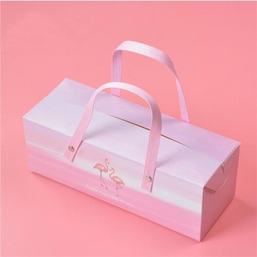 Pink Box Cake Roll Box With Base Gift Box Packing Tools Cardboard Baked Box Disposable Box Bakery Restaurant Packaging Box 10pcs