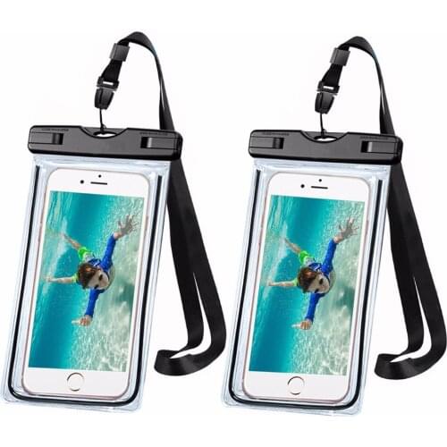 2pcs Universal Waterproof Case, Clear Waterproof Mobile Bag with Strap Dry Pouch Cover Keeps Gear for Kayaking, Beach, fishing