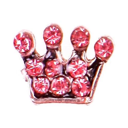 20Pcs/Lot Pink Rinestone Crown Floating Charms Hand-made DIY for Glass Lockets