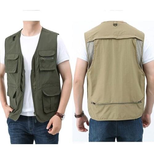 2021 Fishing Jacket Quick-drying Mesh Vest Multi-Pocket Mesh Vest Outdoor Vest detachable Summer Mesh Vest Portable Waistcoat5XL