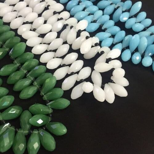 50Pcs/Pack 20*10MM Water Drop Crystal Glass Bead Strand Green / White / Blue Jewelry Beads Findings & Accessories
