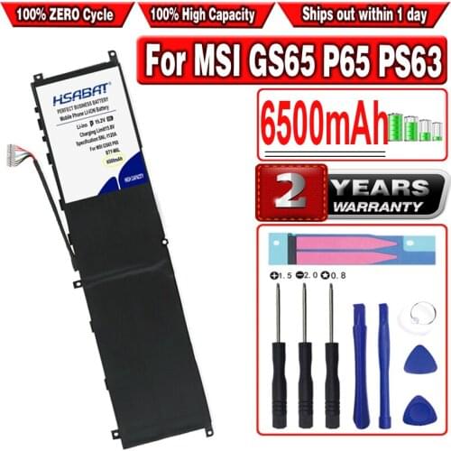 HSABAT 6500mAh BTY-M6L Laptop Battery for MSI GS65 8RF 8RE PS42 PS63 MS-16Q3 MS-16Q3 Series