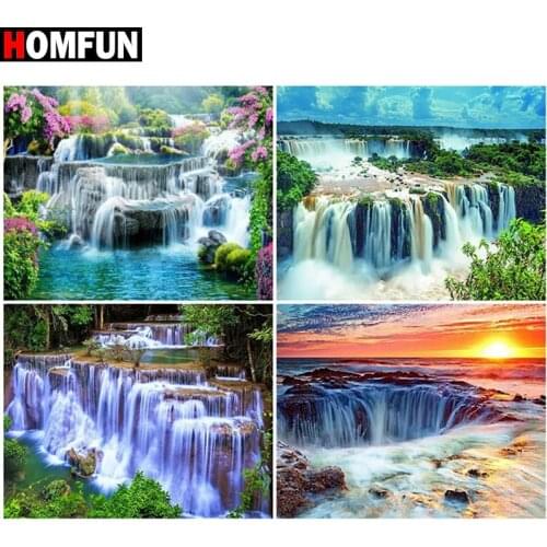 HOMFUN Full Square/Round Drill 5D DIY Diamond Painting "Waterfall landscape" Embroidery Cross Stitch 5D Home Decor Gift