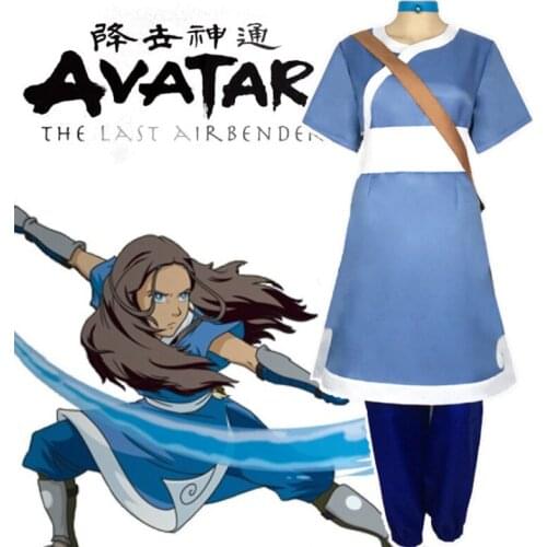 US Anime Avatar： the last Airbender Katara Cosplay Costumes Halloween Carnival Party Suits