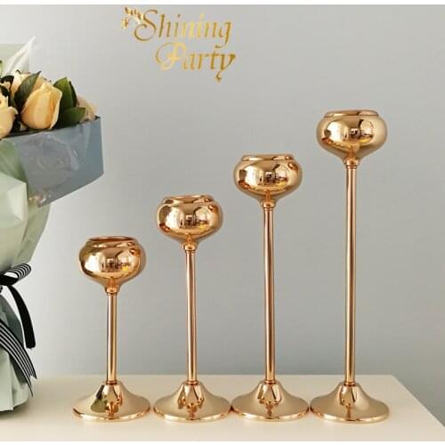Shining Party, Gold Metal Candle Holder,Wedding Centerpiece, Candlestick, Flower Vase, Wedding Party Christmas Home Decoration