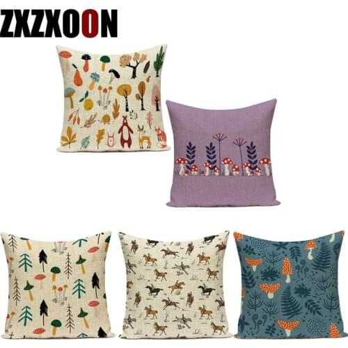 Decorative Throw Pillows Case Polyester Animals Hedgehog Mushroom Sofa Home Cushion Cover for Car Living Room Funda Cojines