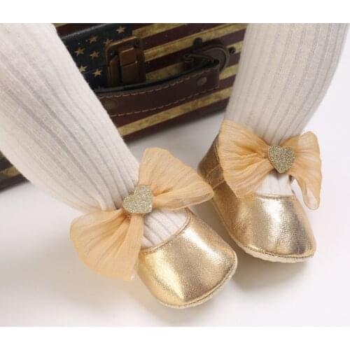 Infant Newborn Baby Girls Spring Summer Autumn Flats Glitter Bowknot Princess Dress Shoes No-Slip First Walkers 0-18M