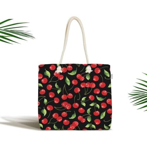 Baby Bag-Black Ground Cherry Patterned Digital Printed Modern Fabric Bag