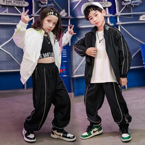 Children 3 Pieces Sets Kids Sports Tracksuits Spring Autumn Boy Girl Streetwear Hip Hop Casual Jacket Tee Pant Dance Clothing