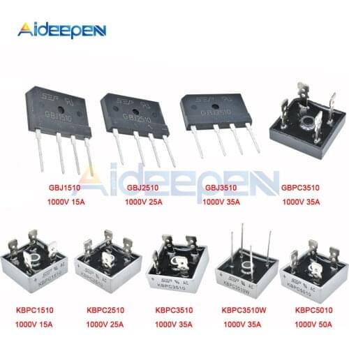 5PCS 15A 25A 35A 50A 1000V Diode Bridge Rectifier KBPC1510 KBPC2510 KBPC3510 KBPC3510W KBPC5010 GBJ1510 GBJ2510 GBJ3510 GBPC3510