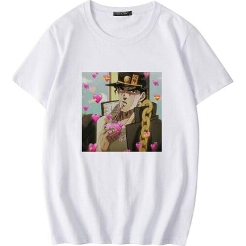 FIXSYS Women Cartoon Printed T-shirt Japan Harajuku Anime JoJo Bizarre Adventure Funny Pink T-shirts Casual Jojo Female Tops