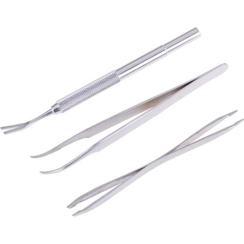 Hot Sale 3Pcs/Set Pet Cat Dog Tick Remover Tool Stainless steel Pet Fleas Lice Tweezers Clip Set