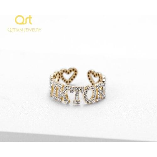 Custom Hiphop Jewelry Iced Out Zircon Stone Geometric letters fashion Ring For Women Men Handmade Jewelry For Mothers Day Gifts