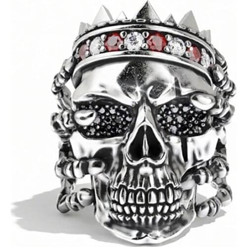 New Trendy Skull In Hand Rings for Men Skeleton King 3 Colors Available Punk Male Finger Ring Dance Party Personality Jewelry