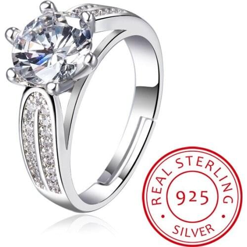 Luxury Classic Love Wedding Ring 925 Sterling Silver 6MM-8MM AAA CZ Zirconia Rings For Women anillos Resizable S-R181
