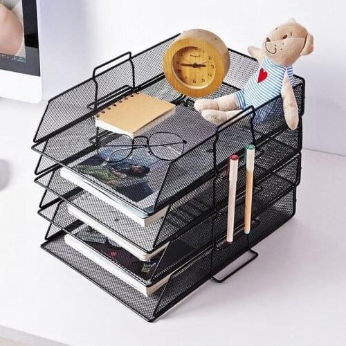 Creative metal desktop file tray desk accessories sets stationery holder magazine organizer bookshelves acceptance of debris