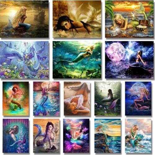 Round Diamond Painting Mermaid Princess Diamond Embroidery Cross Stitch Rhinestone 2021 Kids Art Decor Mosaic Crystal Needlework