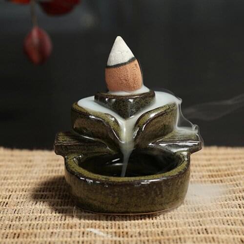 Incense Burner Table Ornaments Elegant Ceramic Waterfall Incense Burner Back-flow Smoke Creative Censer Holder Home Decoration
