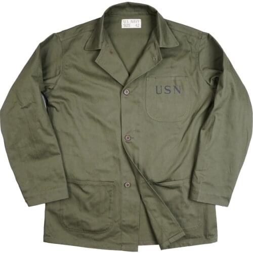 American Navy HBT USN Jacket coat Replica WW2 US Army Plywood Suit Green Training Jacket For Men Running Jacket